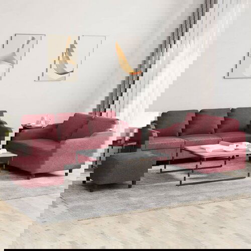 vidaXL Sedežna garnitura z blazinami 3-delna vinsko rdeče blago Cene