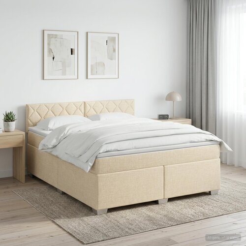  Boxspring krevet s madracem Krem 180 x 200 cm Tkanina Cijene