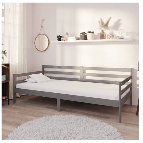  Dnevna postelja z vzmetnico 90x200 cm siva trdna borovina Cene
