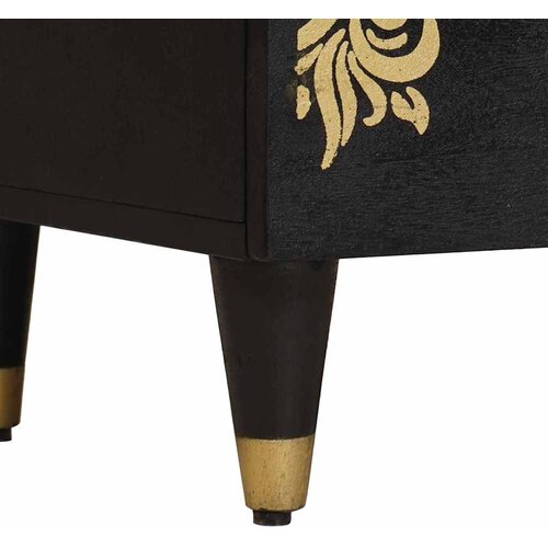  Noćni ormar s ladicama Crna 50 x 33 x 62 cm Čvrsto drvo manga Slike