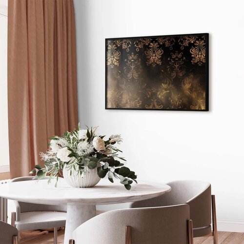  Plakat - Dark Baroque Patterns with Golden Accents 90x60 Crni okvir Cijene