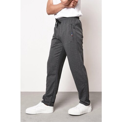 Dewberry 15740 Zipper Pocket Embroidery Detailed Sweatpants-ANTHRACITE Slike