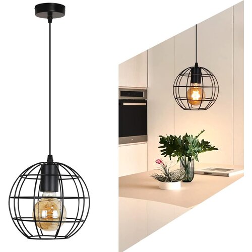 Nettlife Vintage Črna E27 viseča svetilka Diam.18.5cm Kovinska industrijska kuhinjska svetilka, Max.40W, (22123093) Cene