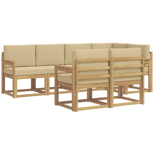 vidaXL Zunanja garnitura za sedenje 7 pcs Bela in bež Poliester, (5000281267) Cene