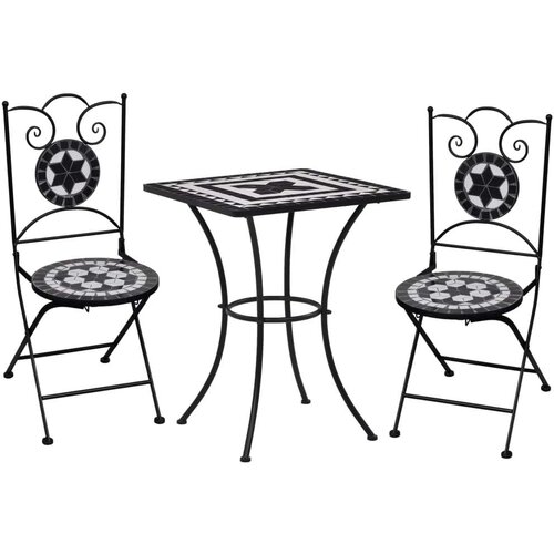 In 3-dijelni bistro set s keramičkim pločicama crno-bijeli Cijene