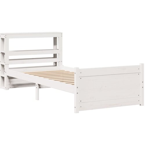 vidaXL Posteljni okvir z vzglavjem bel 90x200 cm trdna borovina, (21311076) Cene