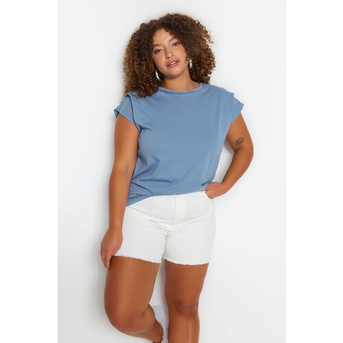 Trendyol Curve Plus Size T-Shirt - Blue - Relaxed fit Cene