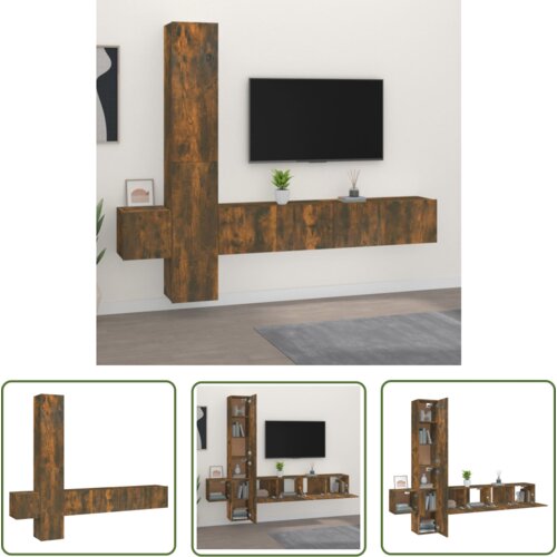 The Living Store Komplet TV omaric 5-delni dimljen hrast inženirski les - Komplet TV Omaric, (21738296) Cene