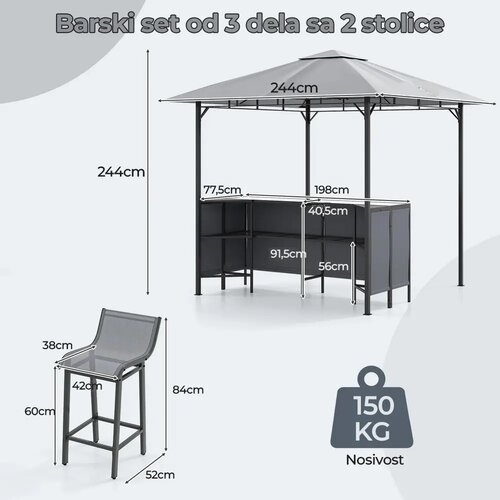 Paviljon Bar sa Dve Stolice 245x245cm Cene
