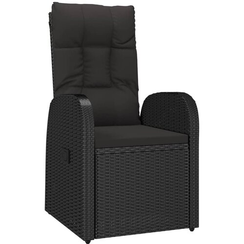  7-dijelni vrtni blagovaonski set s jastucima crni od poliratana Crna Dužina stola 150 cm Slike