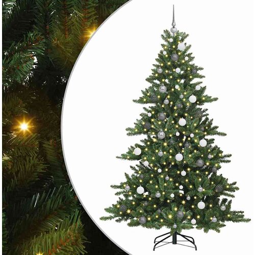 VidaXL Umjetno božićno drvce s nogom s 300 LED dioda Zelena 210 cm PVC Slike