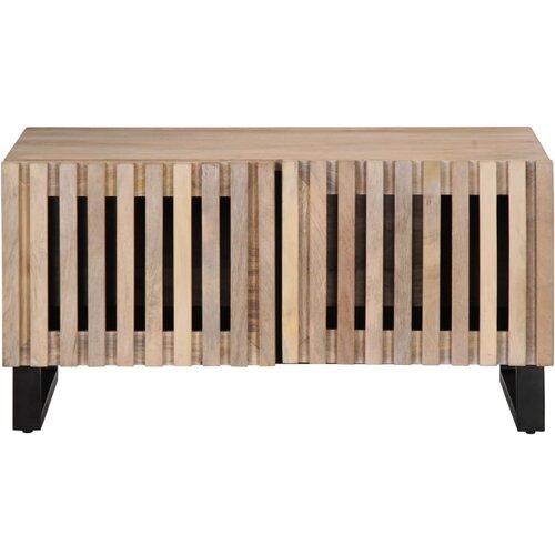 Maison Chic Klubska mizica - kavna mizica - Nizka mizica bela 80x51x40 cm trden mangov les, (21754458) Cene