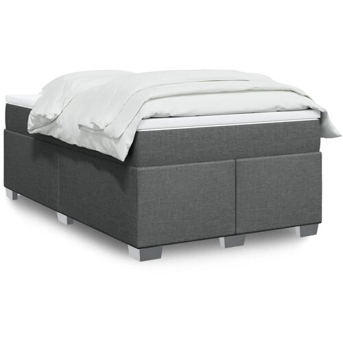 VidaXL Box spring postelja z vzmetnico temno siva 120x200 cm blago Slike