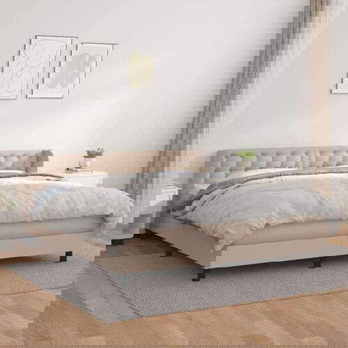  Box spring postelja z vzmetnico kapučino 180x200cm umetno usnje, (20893444) Slike