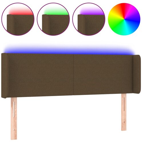 VidaXL LED posteljno vzglavje temno rjavo 147x16x78/88 cm blago, (20739332) Slike