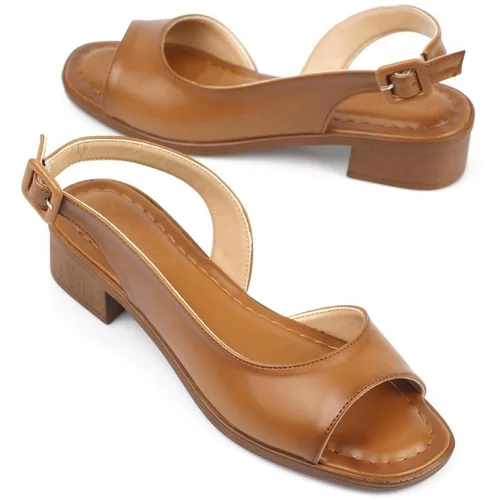 Capone Outfitters Capone Open Front Tan Women's Heeled Shoes