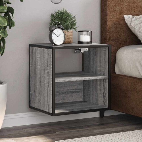 Furnova Stenska nočna omarica 2 kosa siva sonoma 40x31x39,5 cm, (21926400) Slike