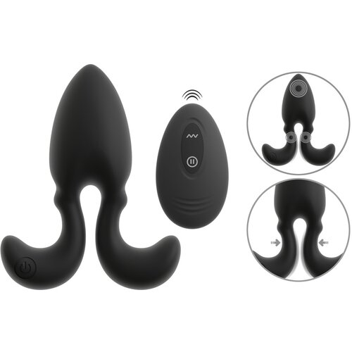 Anos RC Vibrating Butt Plug with Flexible Arms Black Slike