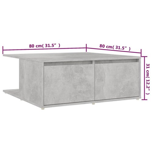  Stolić za kavu siva boja betona 80 x 80 x 31 cm od iverice Slike