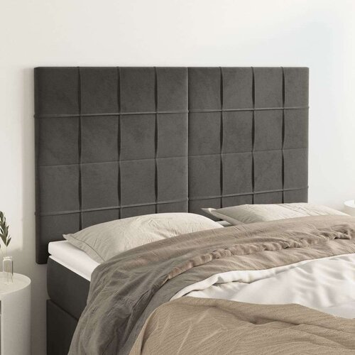  Posteljno vzglavje 4 kosa temno siv 72x5x78/88 cm žamet, (20735138) Cene