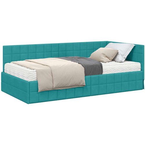 VidaXL Kutni krevetni okvir s madracem 2 pcs Tirkizna Bar&amp;scaron;un - Tirkizna 100 x 200 cm Slike