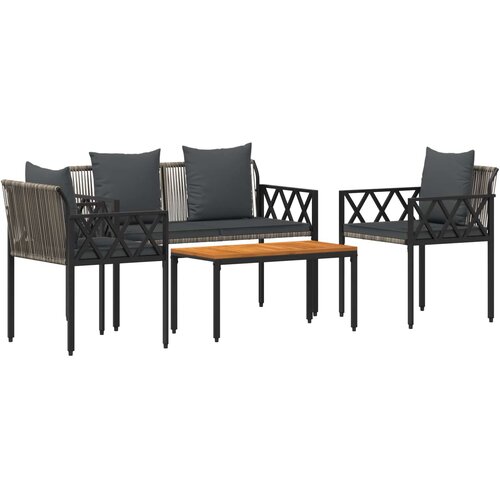 vidaXL Zunanji pohištveni set 4 pcs Siva in temno siva poli ratan, (5000293396) Cene