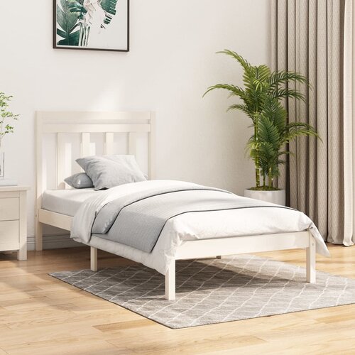The Living Store Posteljni okvir bel iz trdnega lesa 100x200 cm - Posteljni Okvir, (21527954) Slike