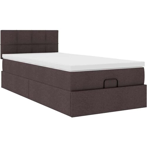 VidaXL Otomanski krevet s madracem tamnosmeđi 100x200 cm tkanine Slike