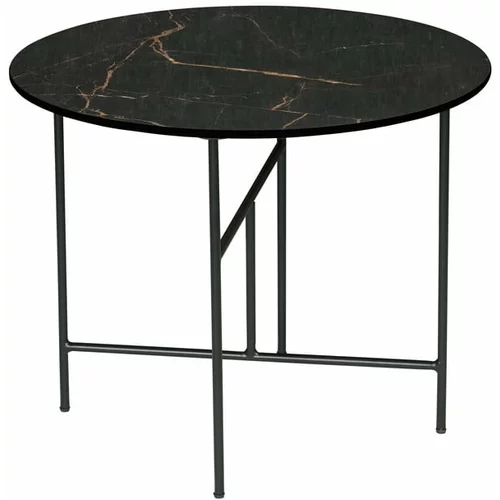 WOOOD Črna kavna mizica s porcelanasto ploščo Vida, ⌀ 60 cm
