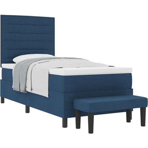 Box Spring Krevet s Madracem i Klupom Plavi 90x200 cm Tkanina Slike