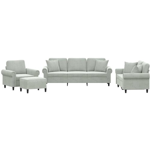 Maison Chic Sedežna garnitura - kavč 4-delna z vzglavniki svetlo siv žamet, (21728893) Cene