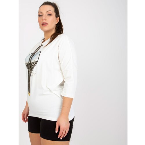 Fashion Hunters White, everyday plus size cotton blouse Slike
