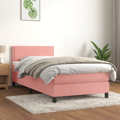 The Living Store Box spring postelja z vzmetnico roza 90x190 cm žamet - Box Spring Postelja, (21491137) Slike