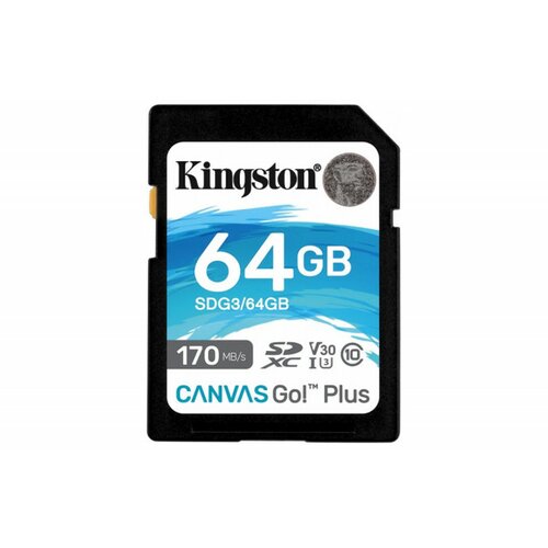 Kingston 64GB SDXC, Canvas Go! UHS-1 U3 V30, up to 170MB/s read and 64MB/s write, 4K2K Slike