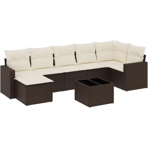  8-dijelni set vrtnih sofa s jastucima smeđi od poliratana Slike