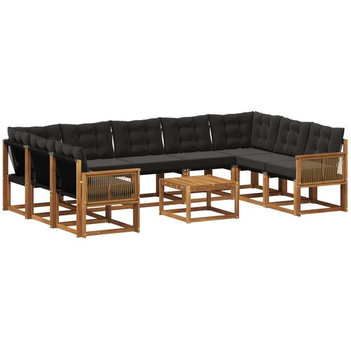 vidaXL Zunanja garnitura za sedenje z blazino 10 pcs Naravna in črna, (5000281429) Cene