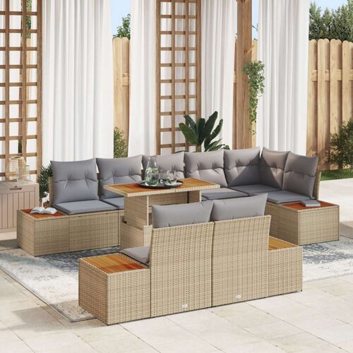  Vrtna sofa set Set od 9 Bež Siva Ratan Polister Slike