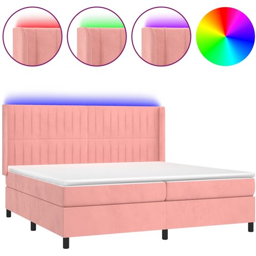 vidaXL Box spring postelja z vzmetnico LED roza 200x200 cm žamet, (20761167) Cene