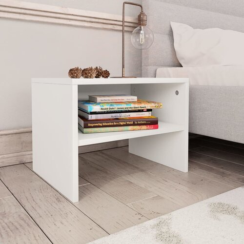 The Living Store Nočna omarica bela 40x30x30 cm iverna plo&amp;scaron;ča - Omarica Za Ob Posteljo, (21432149) Slike