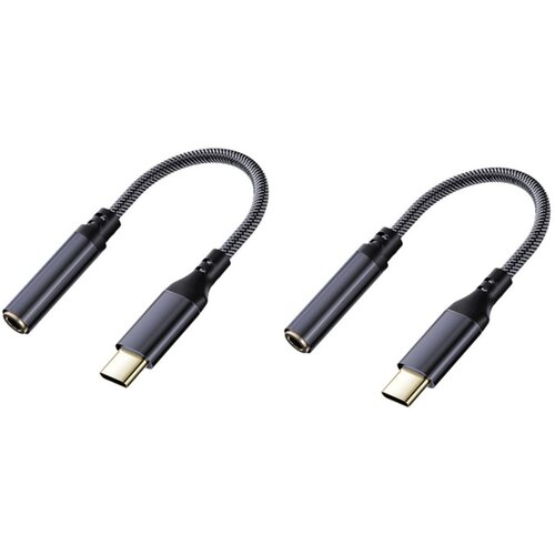 INF USB-C na 3,5mm adapter, pozlačen vtič, pleten aluminij, 2 kosa Black, (5000296349) Slike