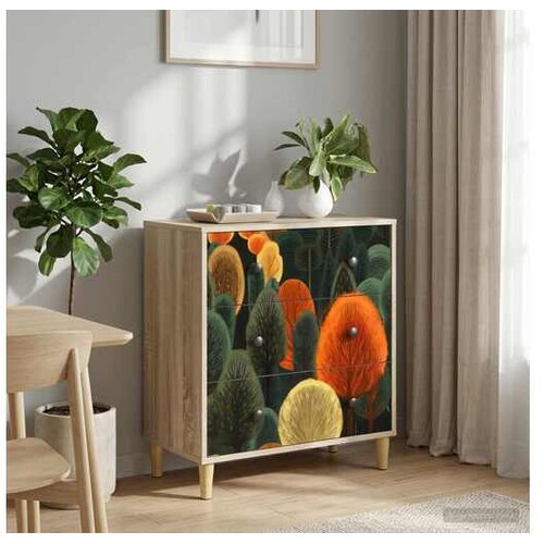 VidaXL Komoda ZAANDAM Print &amp;scaron;ume 66 x 36 5 x 75 cm Konstruirano drvo - Print &amp;scaron;ume Slike