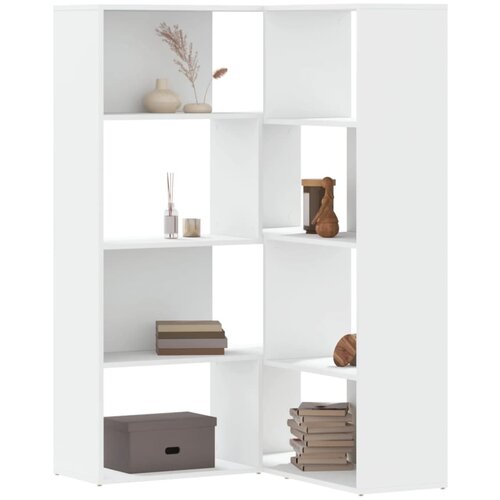 VidaXL Kutni regal za knjige s 4 razine bijeli 85 x 85 x 140 cm drveni Slike