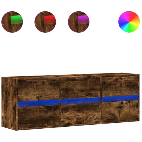 Maison Chic Stenska TV omarica - TV stojalo - Televizijska omarica z LED lučkami dimljeni hrast 130x31x45 cm, (21701195) Slike