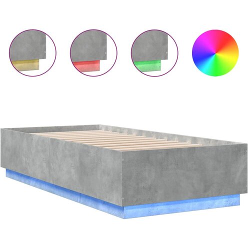  Okvir kreveta s LED svjetlima boja betona 100 x 200 cm drveni Slike