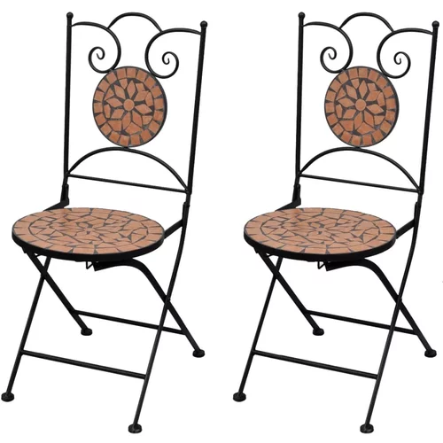 vidaXL Zložljivi bistro stoli 2 kosa keramika terakota, (20659153)