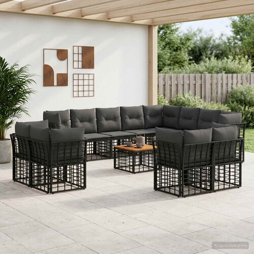  Set vanjskih sofa 13 kom. Crna i tamno siva Poliester Slike