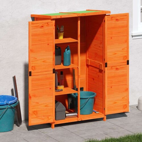 VidaXL vrtno spremi&amp;scaron;te za alat smeđe 83x57x140 cm od masivne borovine Slike