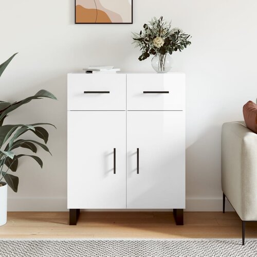 VidaXL Komoda visok sijaj bela 69,5x34x90 cm inženirski les Slike