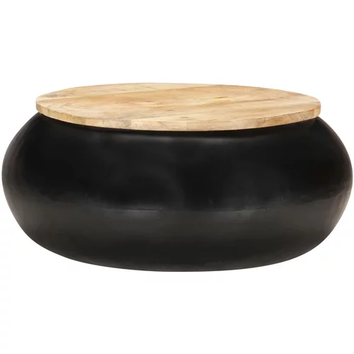  Klubska mizica črna 68x68x30 cm trden mangov les