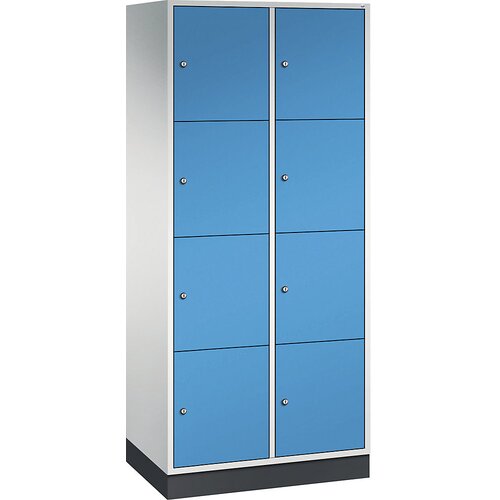 C+P Jeklena omara s predelki z zaklepanjem INTRO, višina predelka 435 mm, ŠxG 820 x 500 mm, 8 predelkov, korpus svetlo siv, vrata svetlo modra Cene
